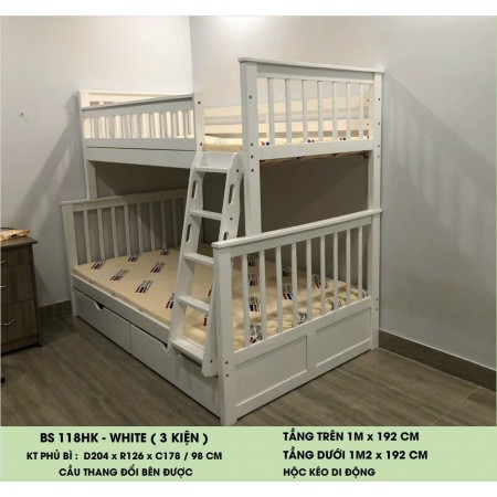 B118 Wh : Giường 3 Tầng Leo Thang - 1m / 1m2 B118 Wh : Giường 3 Tầng Leo Thang - 1m / 1m2